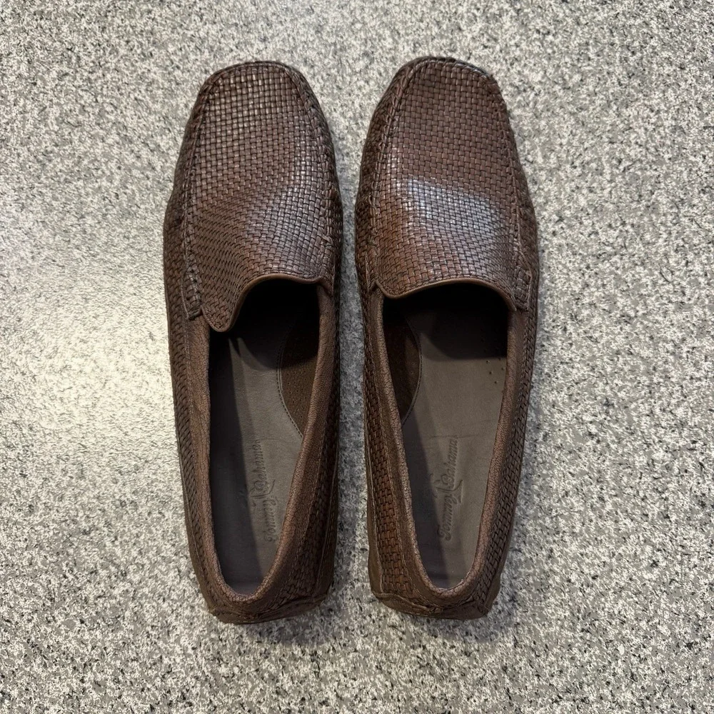 Tommy Bahama Shoes Mens 16 Naples Driver Woven Venetian Brown Slip On Loafers